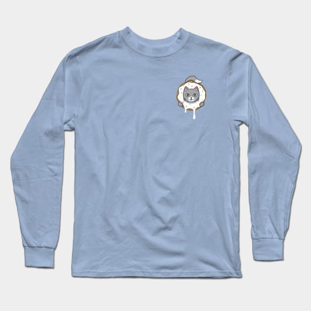 Donut Cat (Small corner design) Long Sleeve T-Shirt by stephen0c